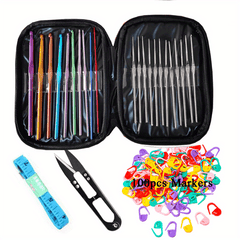Multicolor Aluminum Crochet Hook Knitting Needles Set with Case