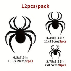 12pcs Halloween Bat Spider 3D Stickers for Party Decoration