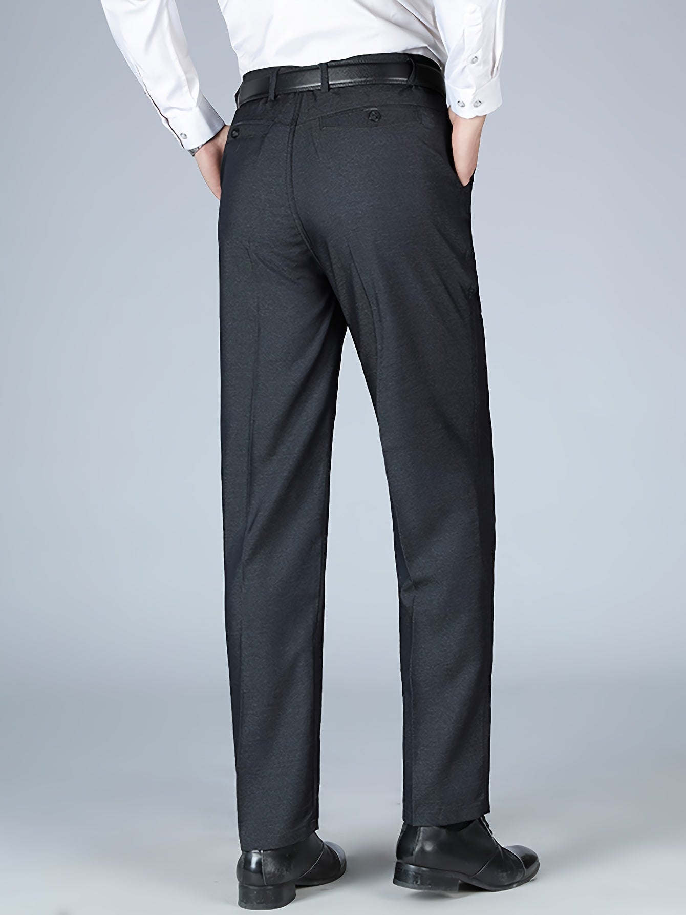 Men's Slim Fit Solid Dress Pants No Iron Formal Suit Trousers