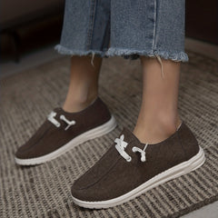 Women's Minimalist Flat Canvas Lace Up Sneakers Lightweight Slip On Shoes