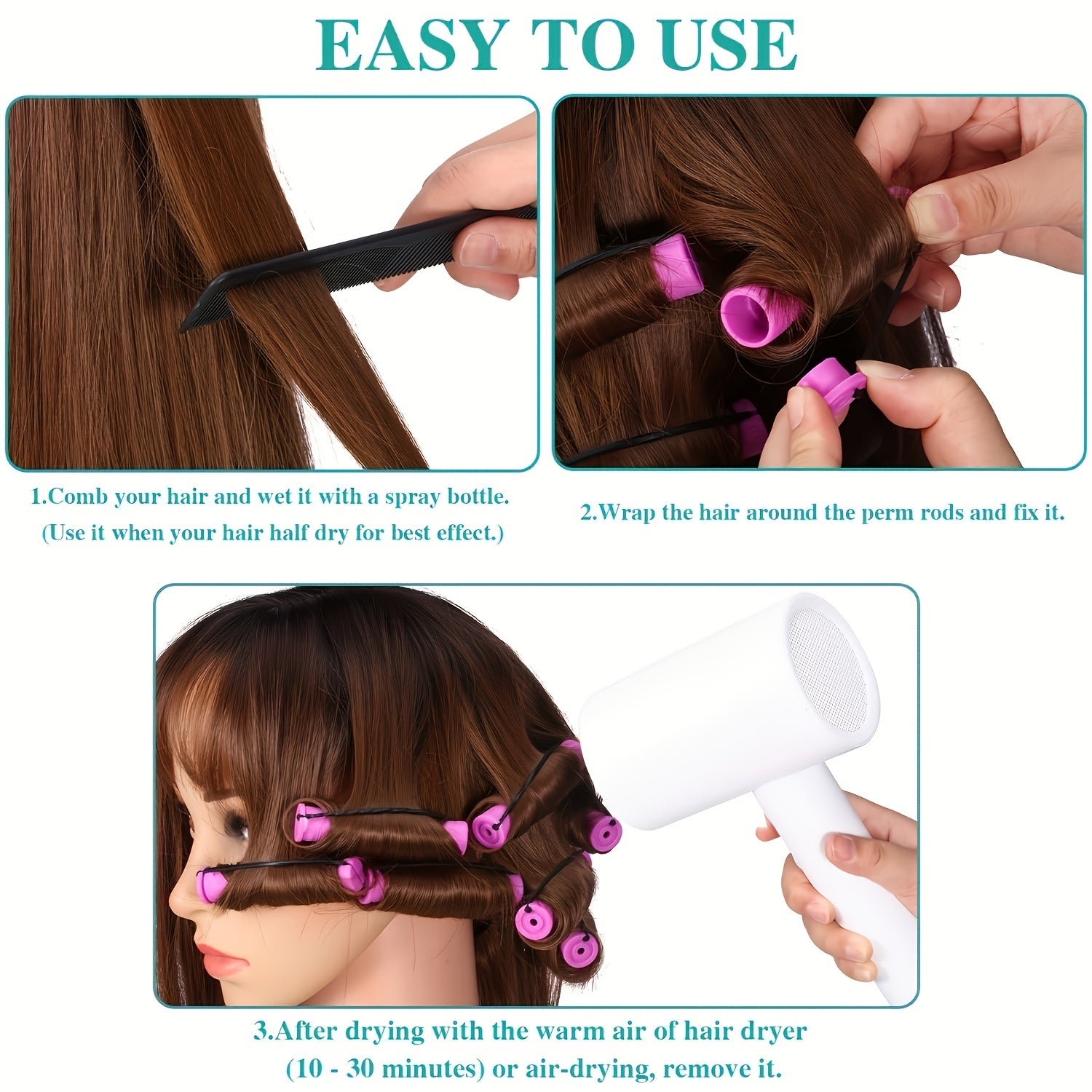 Perm Rods Set Cold Wave Rods for Hair Curling