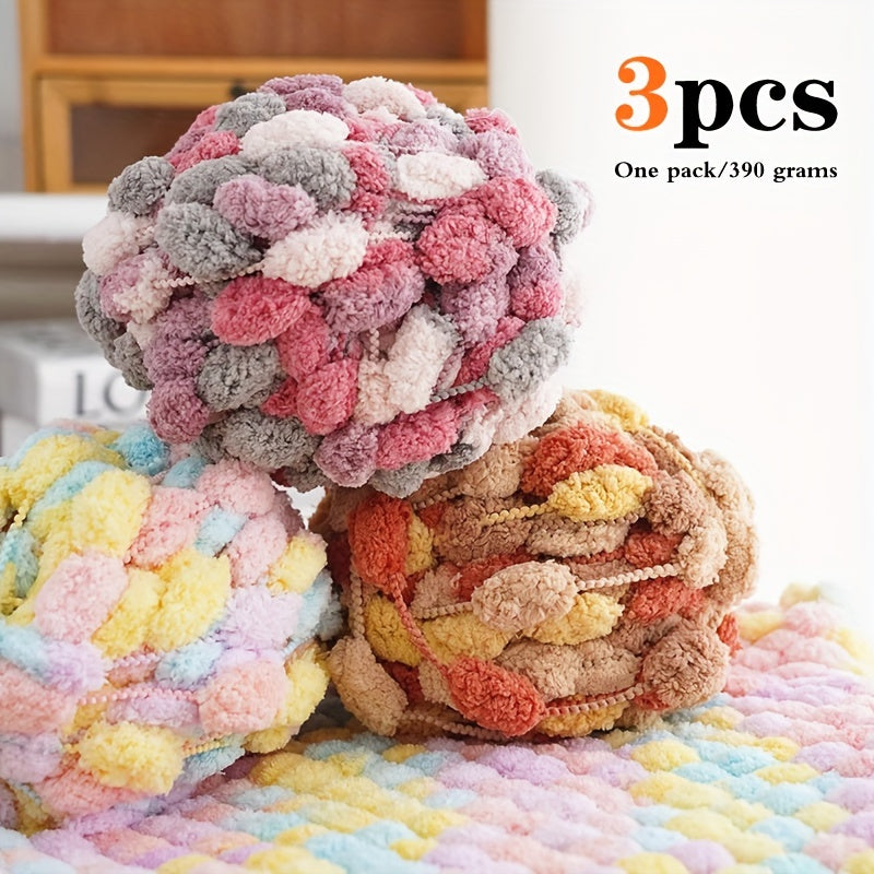 3pcs Thick Wool Yarn Set for DIY Knitting & Crocheting 130g