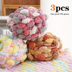 3pcs Thick Wool Yarn Set for DIY Knitting & Crocheting 130g