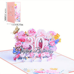3D Birthday Greeting Card - 18, 20, 30 Years Old - With Envelope