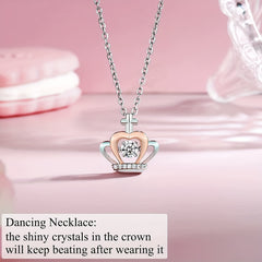 Zircon Crown Pendant Necklace With Card for Daughter