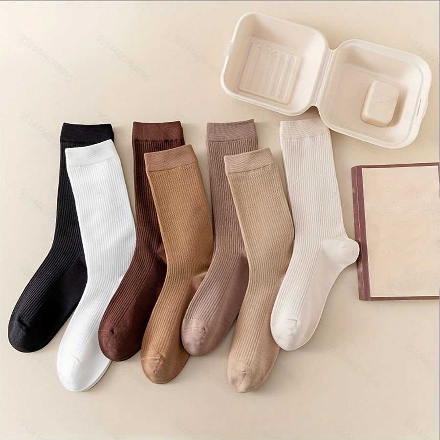 2 Pairs Cotton Crew Socks Comfortable & Breathable Women's Stockings