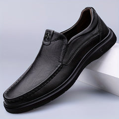 CLOHOO Leather Bit Loafers Casual Slip On Flat Shoes Men's Footwear