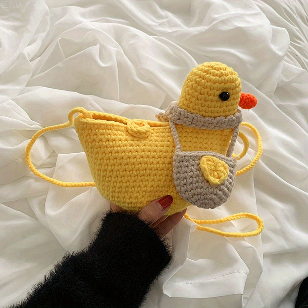 Cartoon Knit Duck Shoulder Bag for Kids
