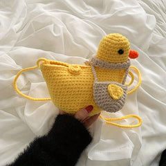 Cartoon Knit Duck Shoulder Bag for Kids