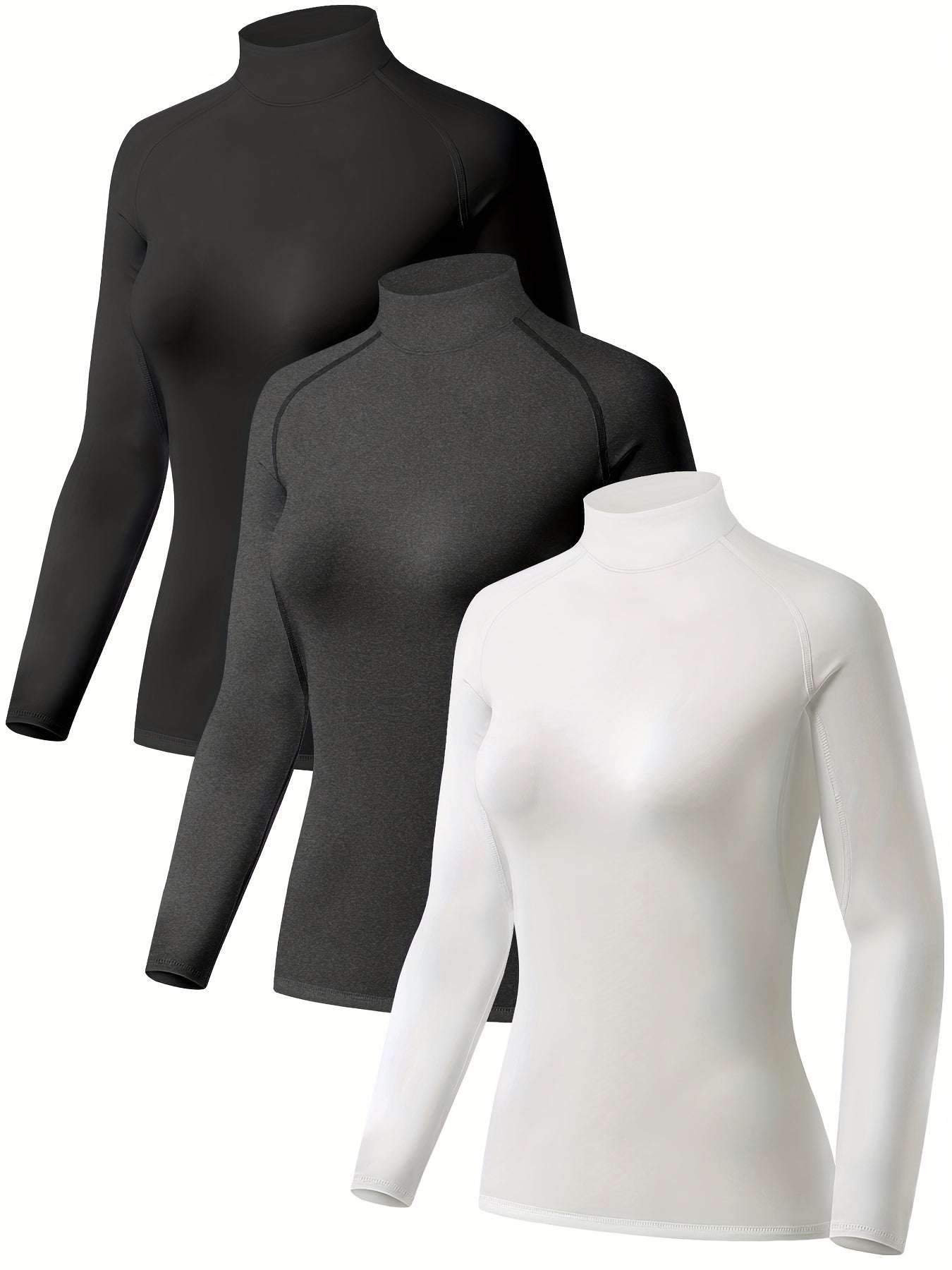 High Turtleneck Pullover Top Long Sleeves Stretch Warm Shirt Women
