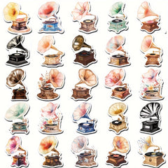 50pcs Retro Cartoon Phonograph Graffiti Stickers for Mobile Phone Skateboard