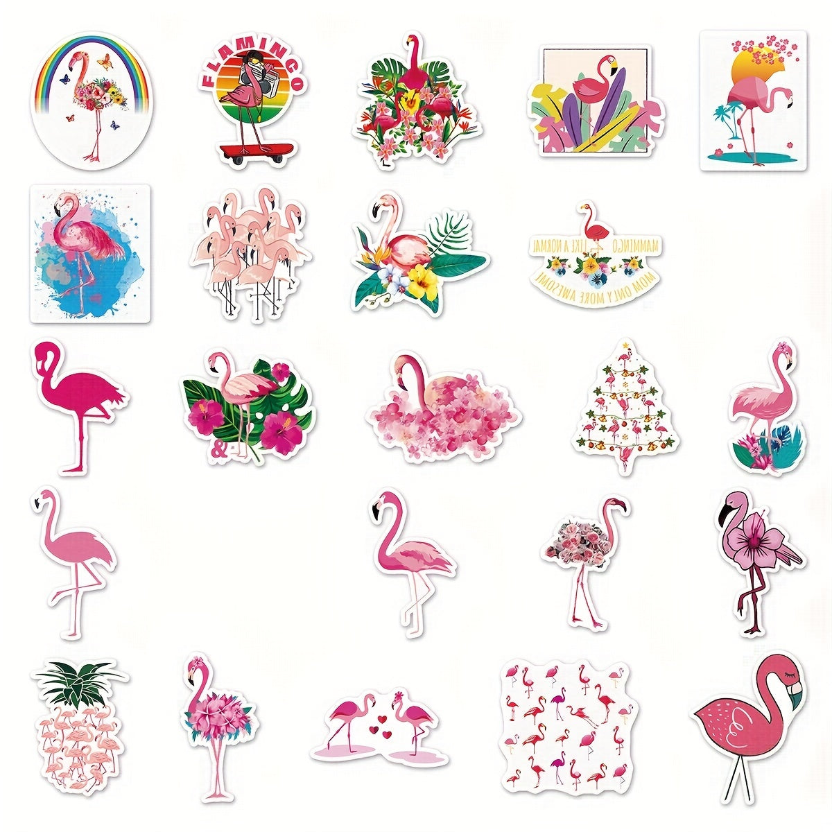 50pcs Flamingo Waterproof Stickers for Water Bottles Laptop Scrapbook Luggage