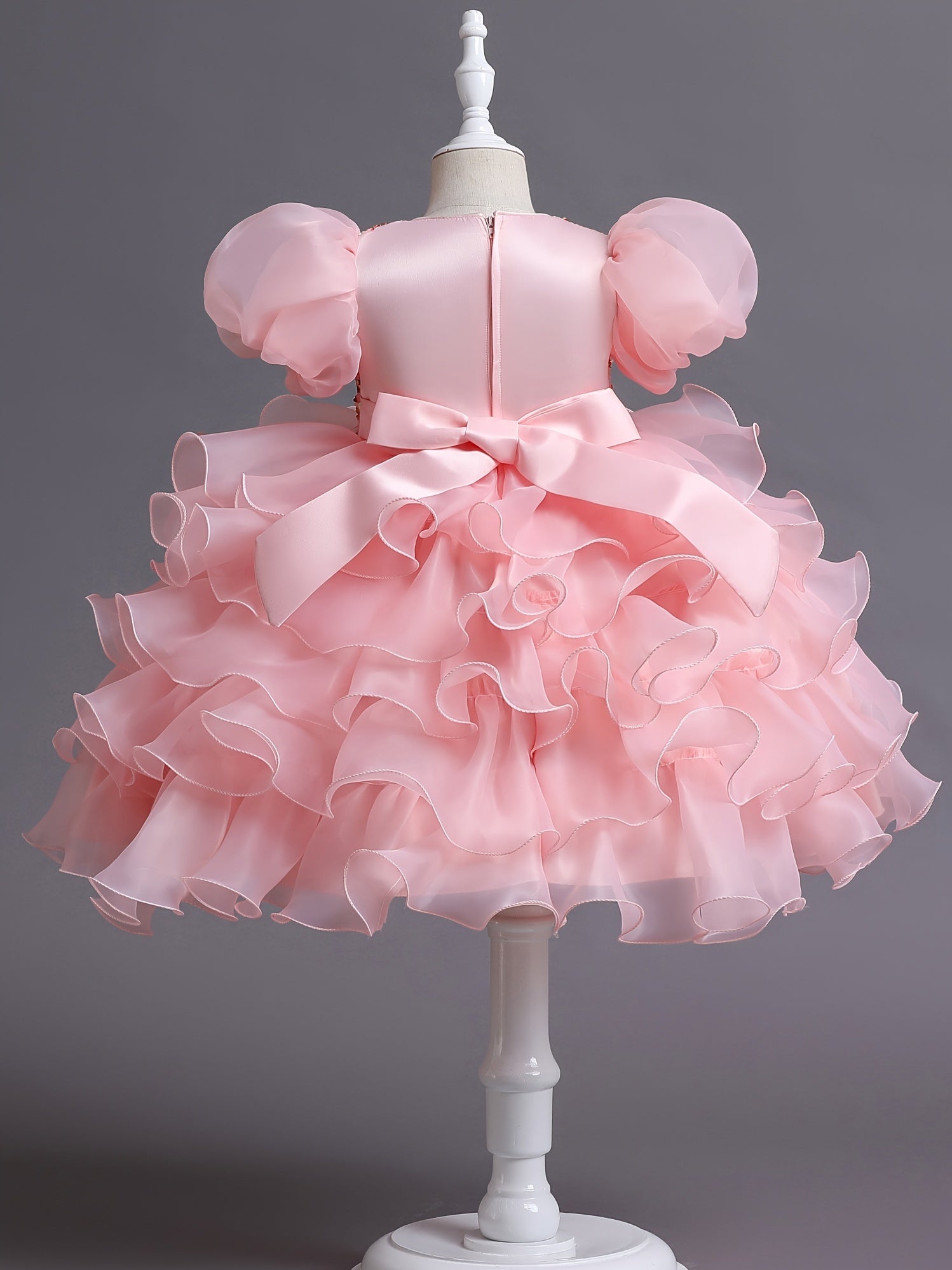 Girls Sequined Party Ball Dress With Bow Headband