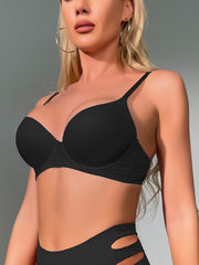 Solid T Shirt Bra Comfy & Breathable Push Up Bra Women's Lingerie