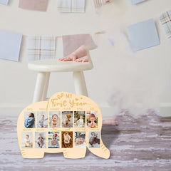 Elephant Wooden First Year Photo Frame, Perfect Keepsake Gift for Mom
