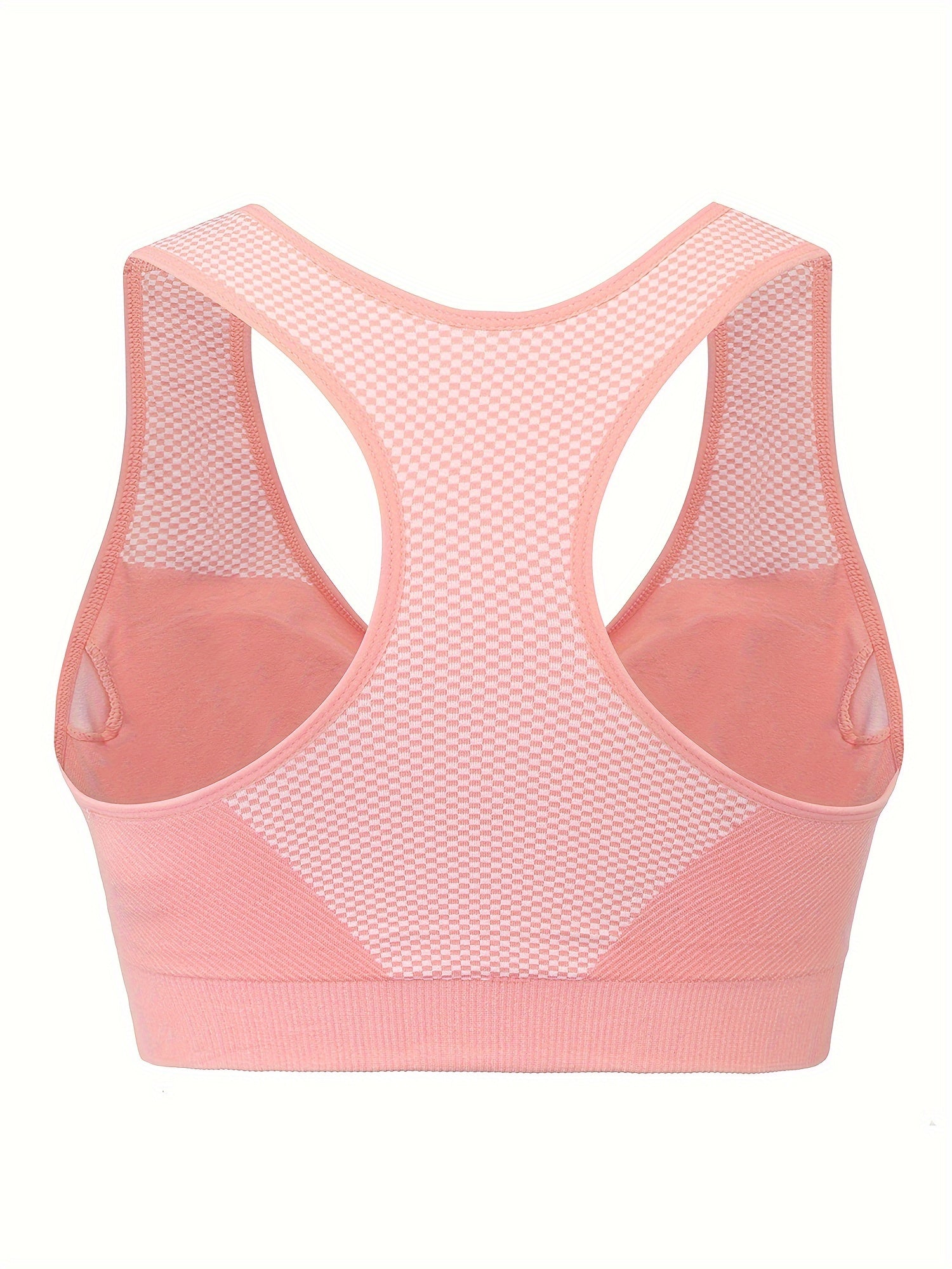 3 Pack Plus Size Sports Bras Set Women's Plus Checkerboard Print