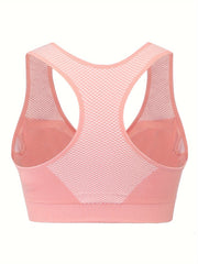 3 Pack Plus Size Sports Bras Set Women's Plus Checkerboard Print