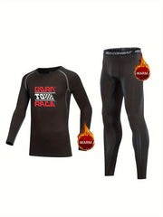 2pcs Kids Compression Fleece Sets Long Sleeve Cartoon Letter Print Pullover