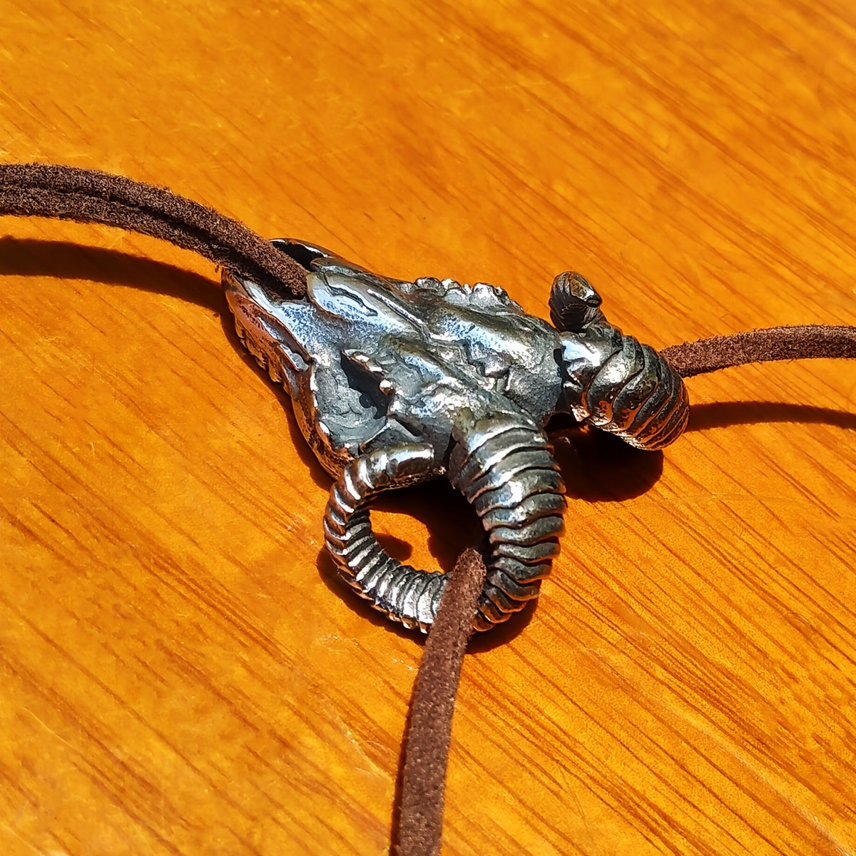 Titanium Steel Skull Bolo Tie Animal Horns Goat Gothic Cosplay Necktie