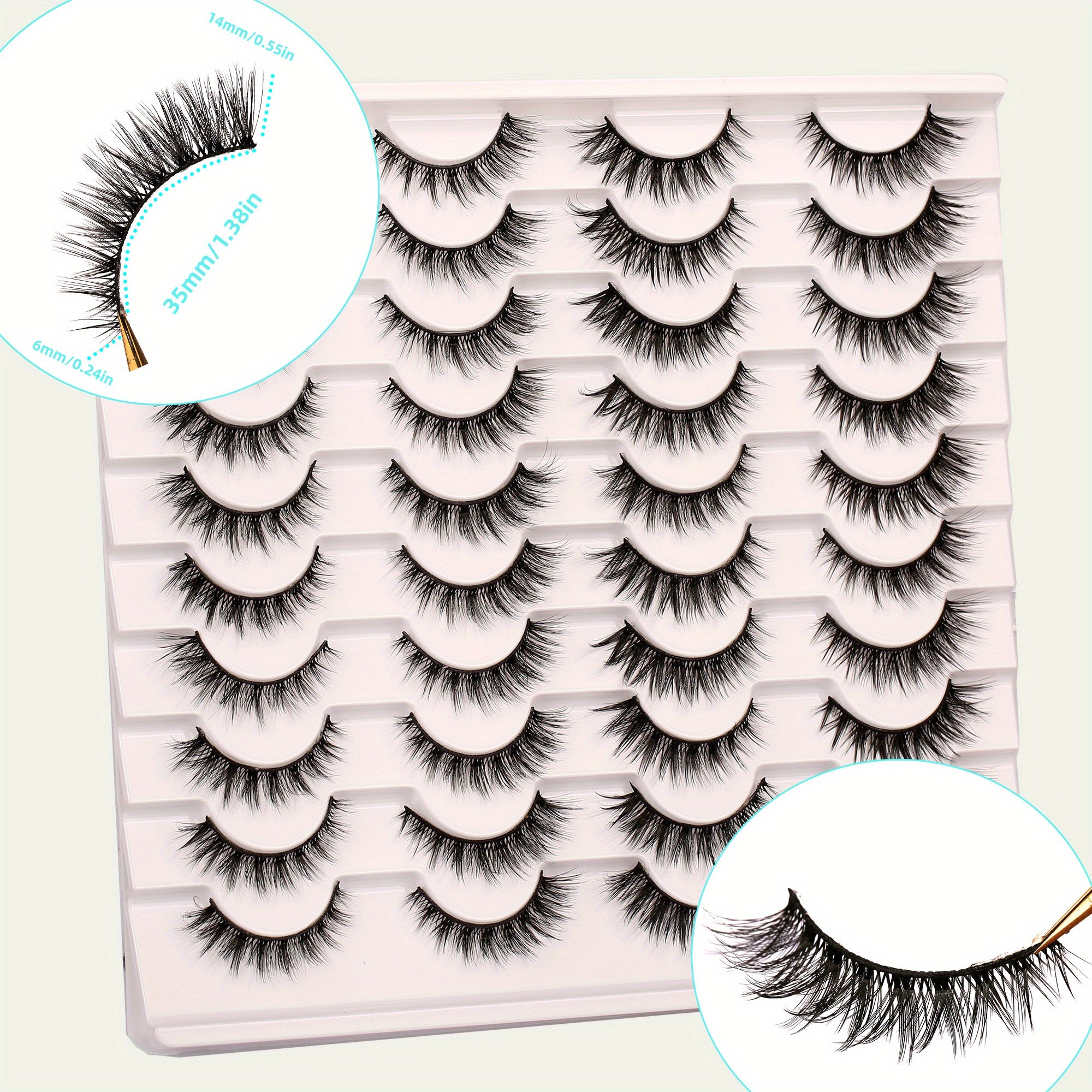 20 Pairs Natural Look Cat Eye Lashes 3D Light Volume Fluffy Eyelash Extension