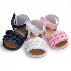 Bowknot Open Toe Sandals For Baby Girls Lightweight Breathable
