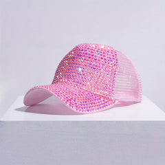 Rhinestone Mesh Trucker Hat Sparkly Baseball Cap
