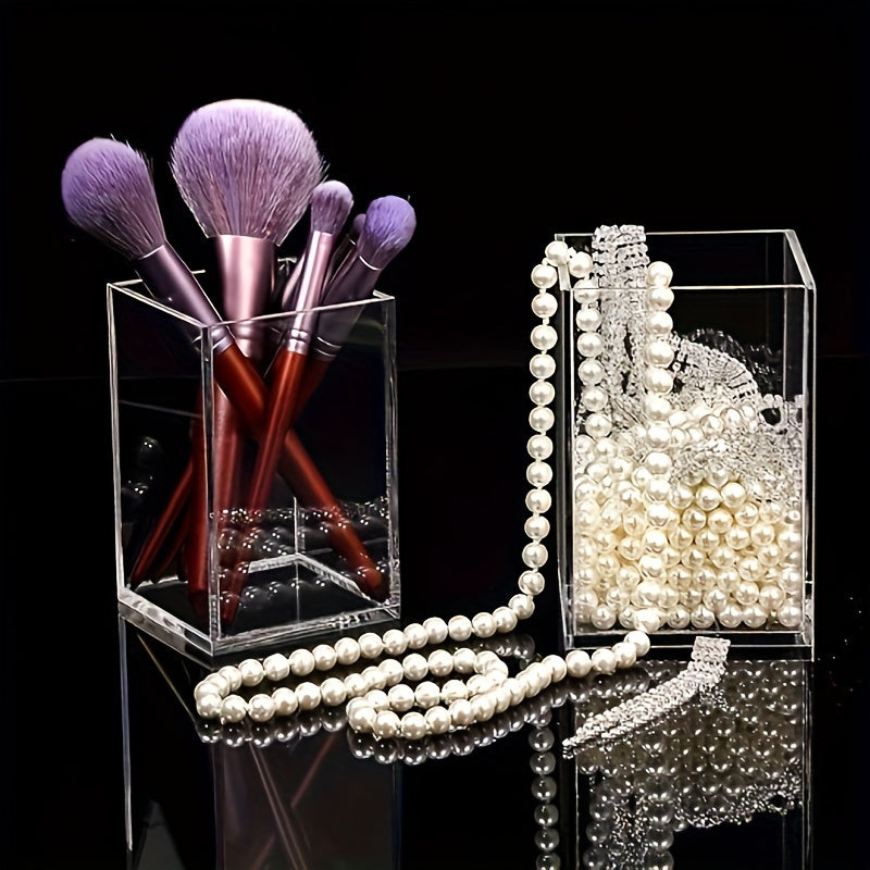 Acrylic Pen Holder Desktop Pencil Cup Organizer Clear Base