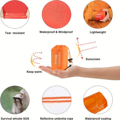 2pcs Waterproof Emergency Sleeping Blanket With Whistle 91x213cm