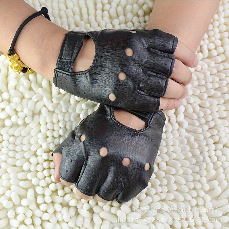 Men's Half Finger Leather Outdoor Gloves