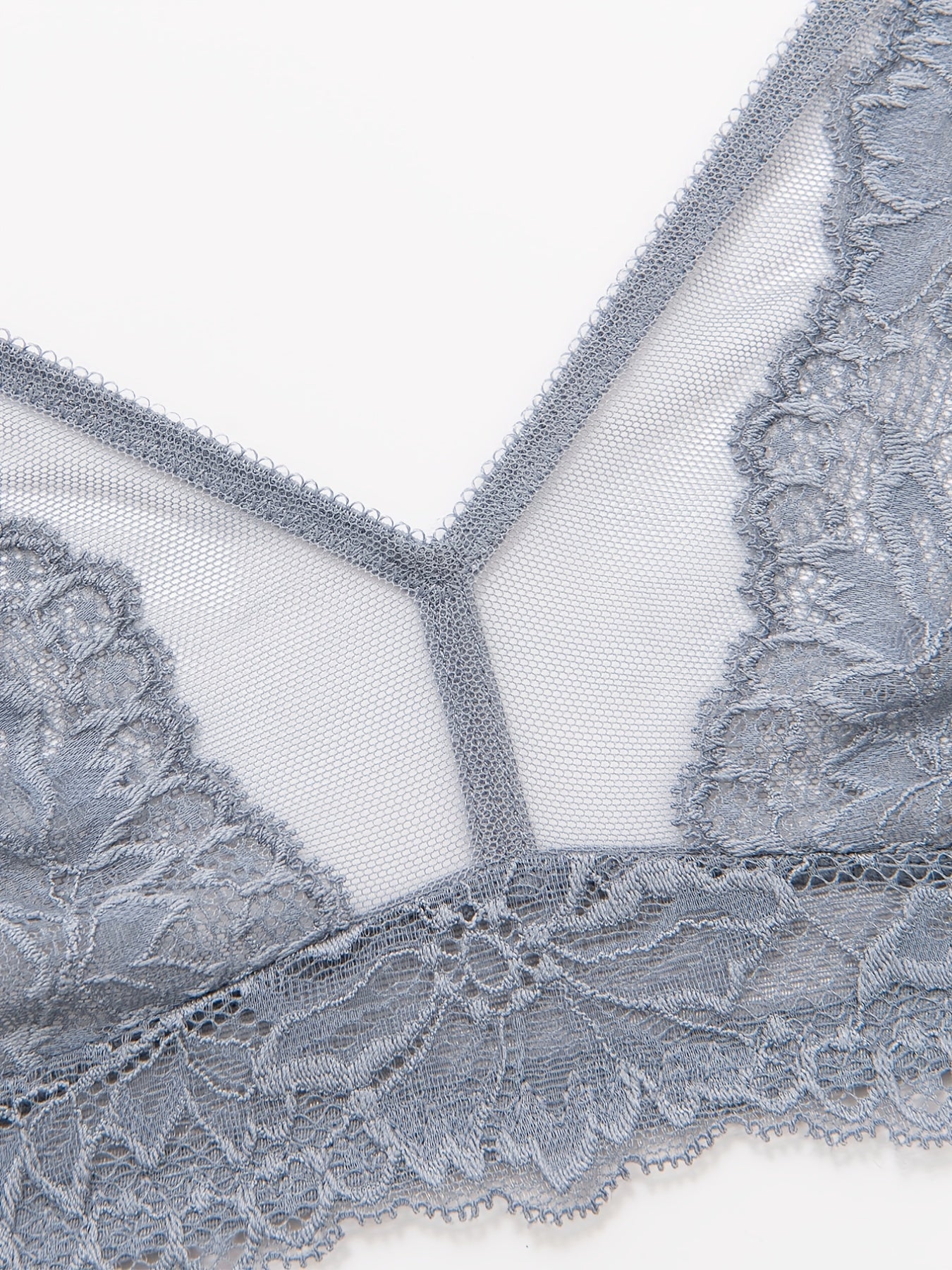 Sheer Mesh Floral Lace Plunge Bra Women's Lingerie & Underwear