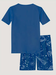 Boys Astronaut Graphic Pajama Set, Short Sleeve T-shirt and Shorts