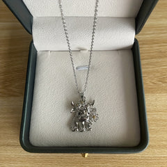 Cow Flower Pendant Necklace Animal Jewelry Gift For Girls