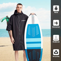 Turbo Waterproof Surf Poncho Changing Towel Robe - Short Sleeve Bathrobe