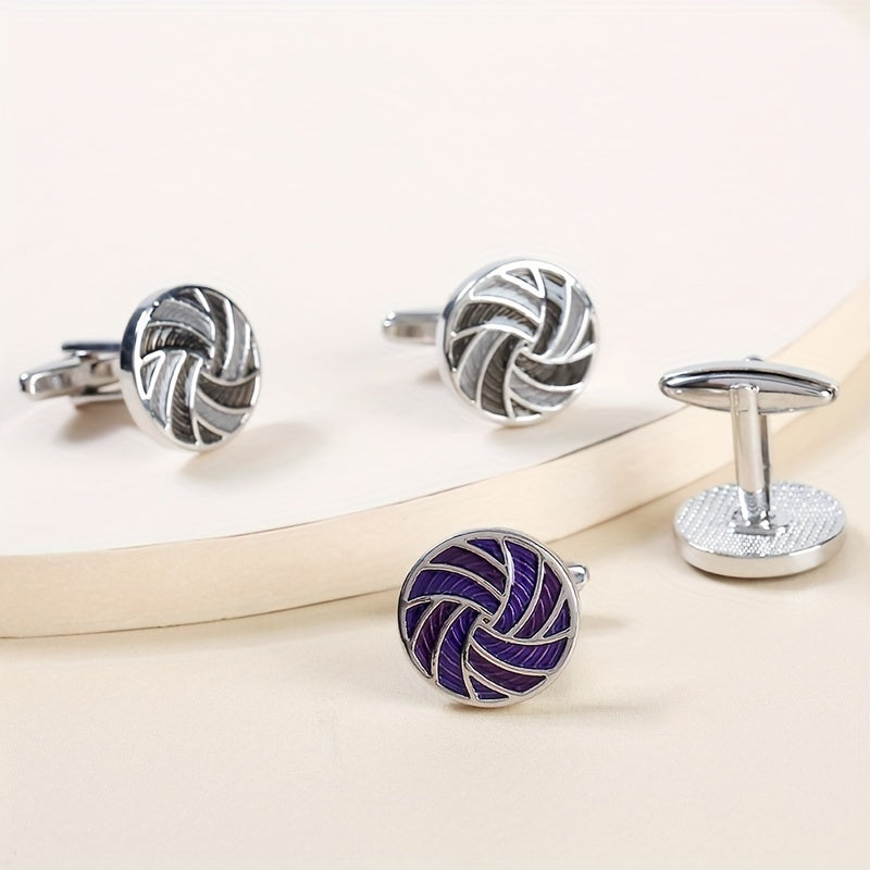 Round Gradient Drip Oil French Cufflinks Men's Shirt Suit Cuff Nails