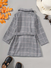 Girls Houndstooth Plaid Peacoat Jacket Kids Overcoat Fall Spring