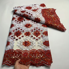African Sequins Net French Lace Fabrics for Wedding Party Dress