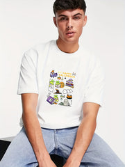Men's Halloween Doodle Pattern T-shirt Active Tee