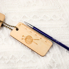 Wooden Sweater Needle Ruler Gauge Knitting Crochet Measurement Tool