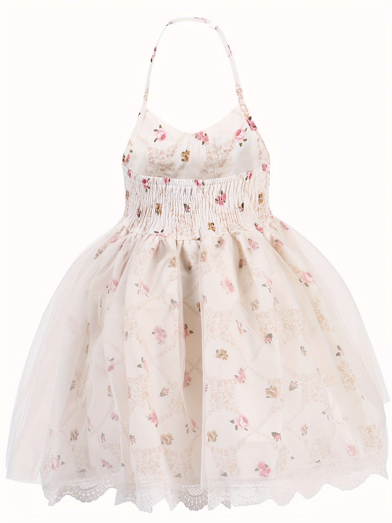 Vintage Toddler Halter Neck Dress with Tulle Lace - Baby Girl Summer Dress