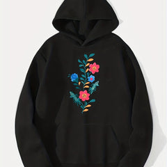 Cartoon Flower Print Hoodie Men's Casual Pullover Hooded Sweatshirt