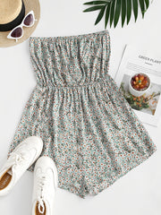 Boho Ditsy Floral Off Shoulder Jumpsuit Short Length