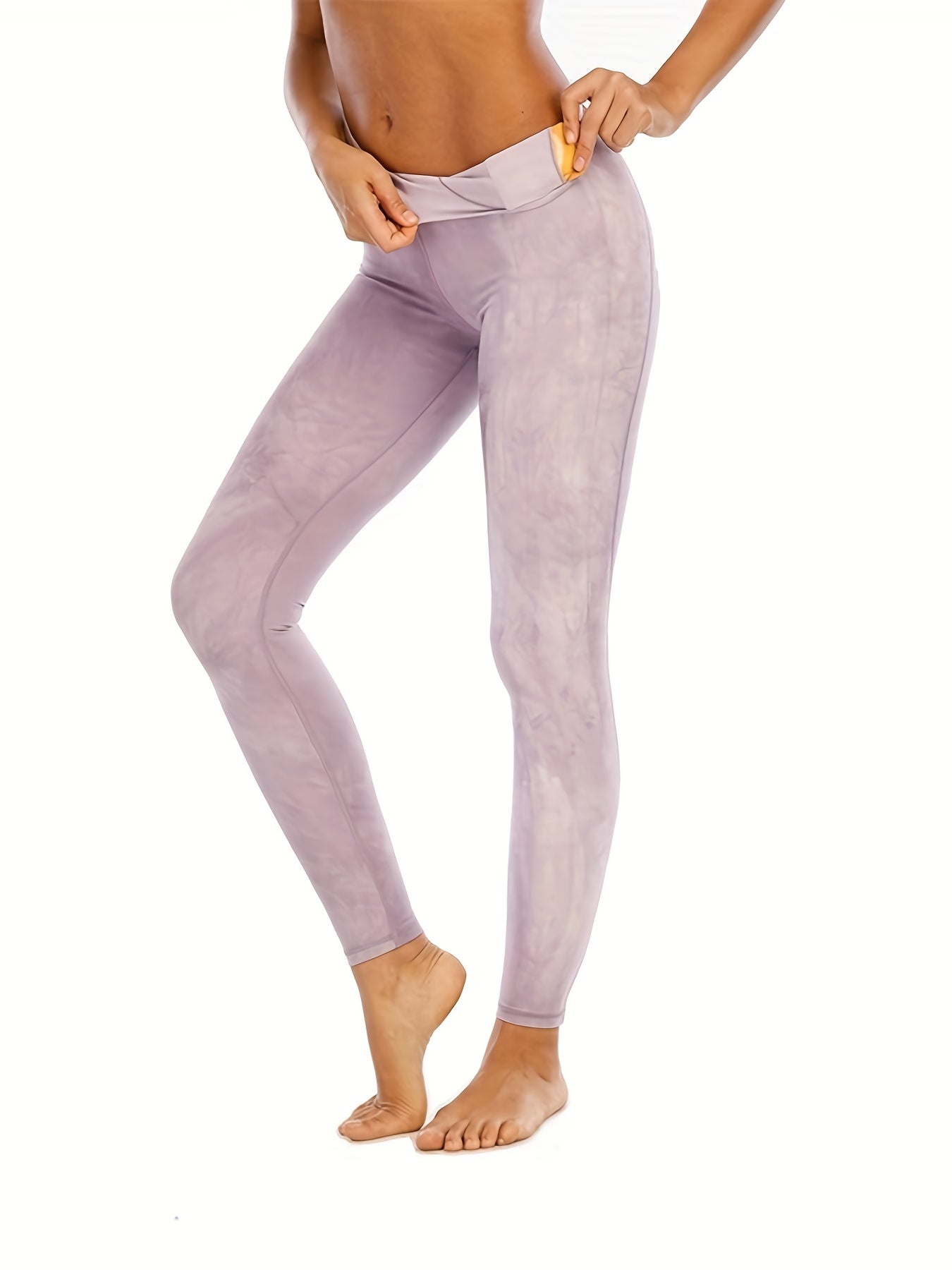 Light Purple Marble Print Yoga Leggings Tummy Control