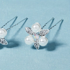 2pcs Rhinestone Faux Pearl Hairpin Bridal Head Jewelry