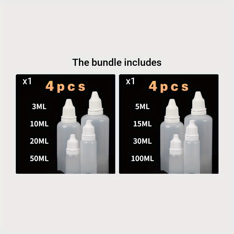 4pcs Sub Bottle Plastic Drip Squeeze Liquid Bottle