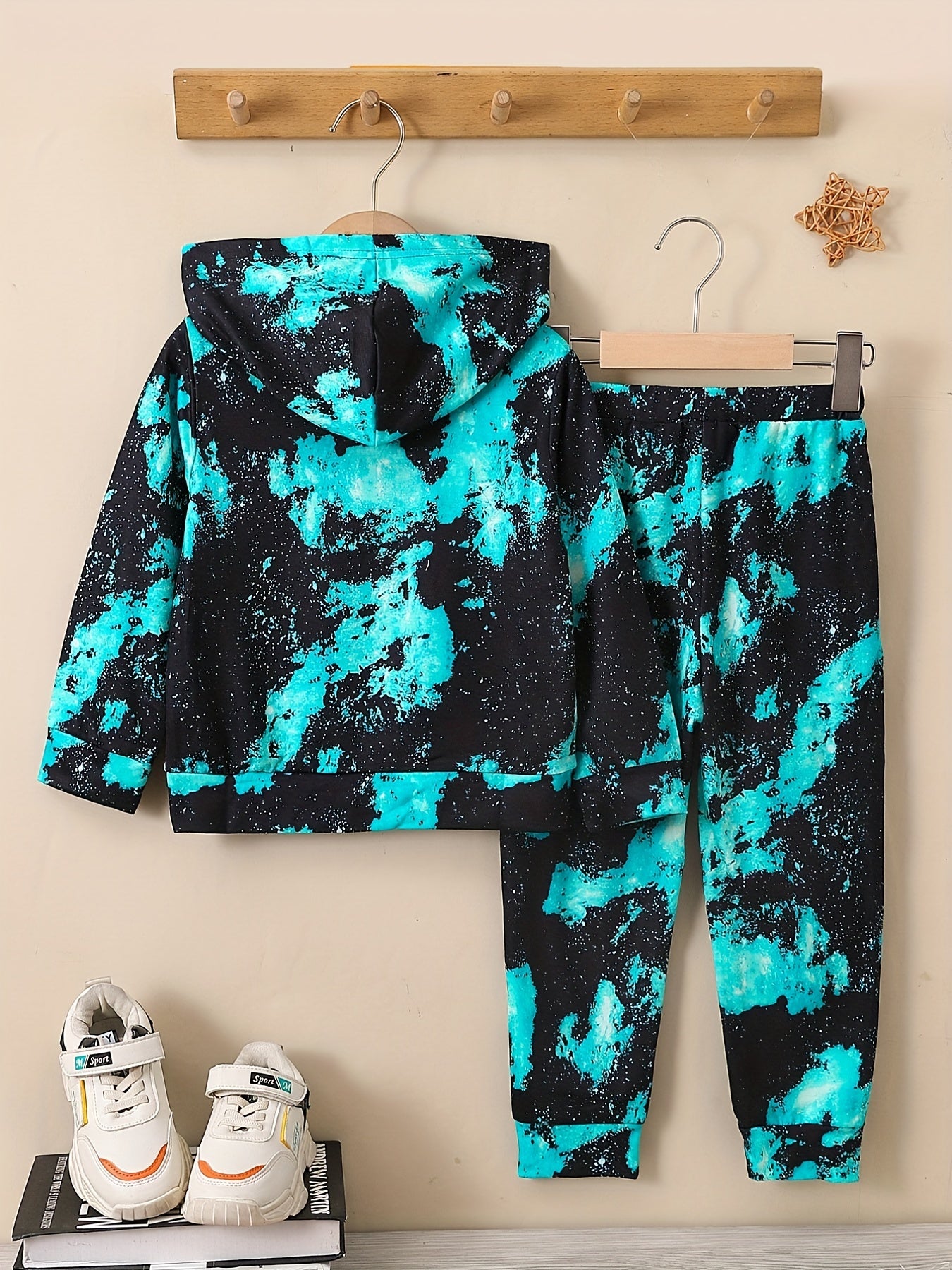 Boy's 2pcs Hoodie & Sweatpants Set Splash Print Long Sleeve Top Casual Outfits