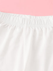 Girls Stretch Cotton Leggings Lace Splicing Cropped Pants