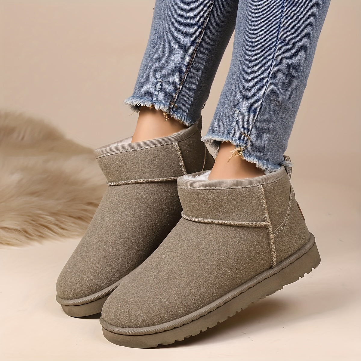 Women's Thermal Fluffy Snow Boots Slip On Warm Soft Sole Fuzzy Shoes