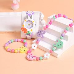 Carrot Bunny Girl's Watch Set with Bracelet & Necklace
