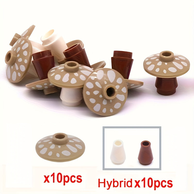 10pcs Small Granular Building Blocks with Mushrooms for DIY Projects