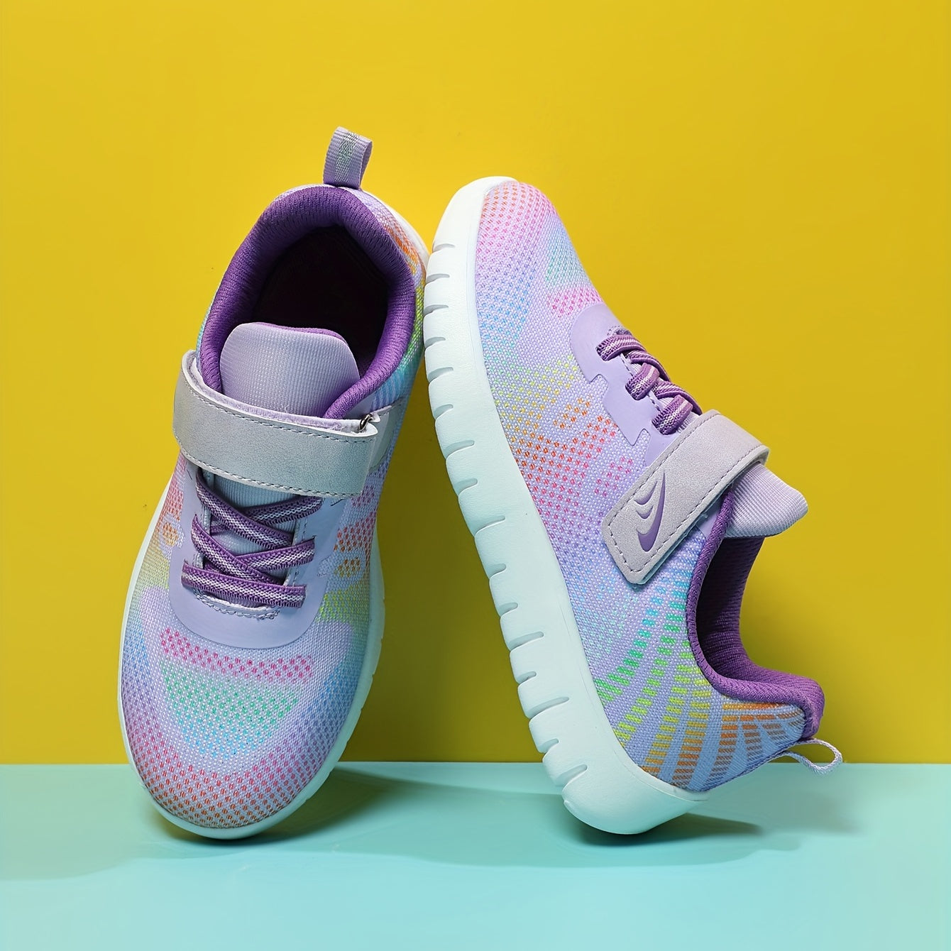 Girl's Knit Breathable Running Shoes Soft Sole Sneakers For Outdoor Jogging